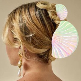 BARTOSI Seashell Hair Claw Clips Acrylic Hair Clips Shell Hair Accessories for Women (Pack of 2) (B-Green, Free Size)