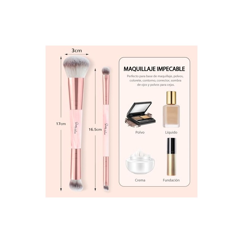 START MAKERS Brochas de Maquillaje de Doble Punta, Set de