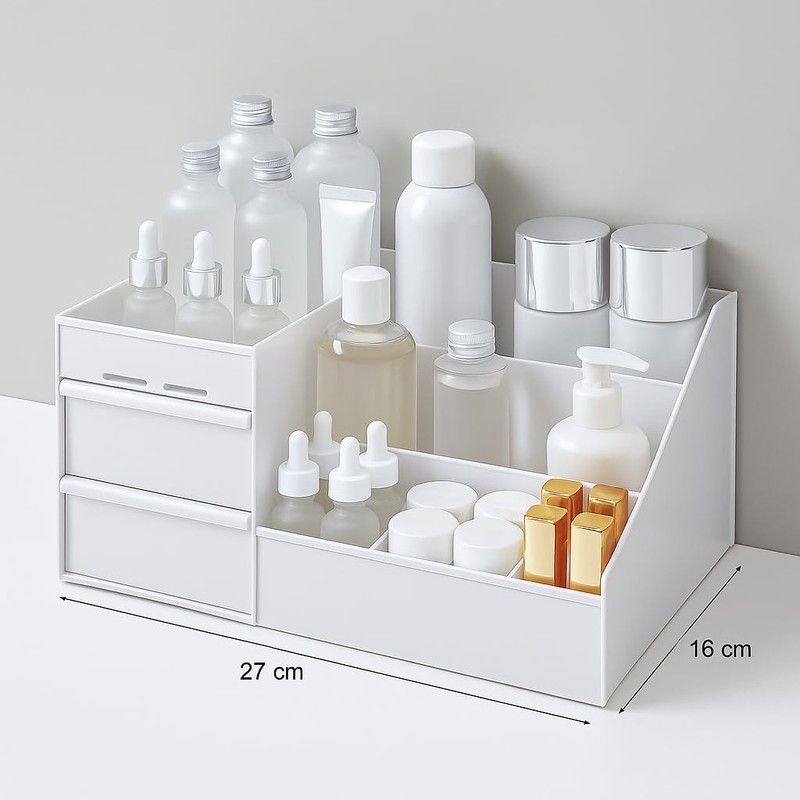 Retoo Make Up Organiser Cosmetic Storage Box 2 Drawers Dressing