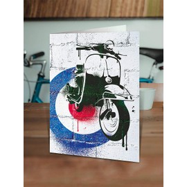 Brainbox Candy - Scooter Happy Birthday Card - 'Vespa Birthday Card' - Perfect for Mods Husband Wife Friends Mates Him Her Boyfriend Partner - Blank Inside