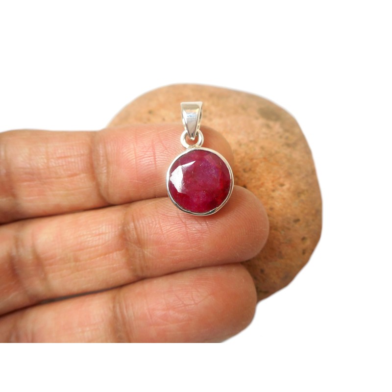 Art Gecko Small Round Pink RUBY Sterling Silver 925 Gemstone