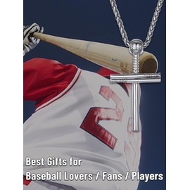 GOLDCHIC JEWELRY Baseball Cross Necklace for Men, 316L Stainless Steel Mens Softball Player Chain Necklaces