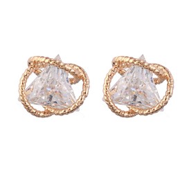 ENMOKI Geometric Triangle Cubic Zirconia Stud Earrings for Womens, Gold-Plated-Brass,…