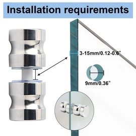 Mooche Solid SUS304 Stainless Steel Shower Glass Door Handle, 3cm Sliding Doors Knob Round Back-to-Back Pull Hardware Replacement Parts, Chrome