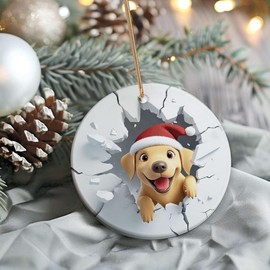 Lab Retriever Dog Ornaments for Christmas Tree, Labrador Retriever Christmas Ornaments - Lab Retriever Decor - Gifts for Lab Retriever Lovers, Lab Retriever Gifts for Women Men - Ceramic Ornaments