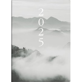 rido/idé Pocket Diary Model Technik S (2025) "Cloudy Mountains", 2 Pages = 1 Week, A6, 144 Pages, Graphic Cover, Grey