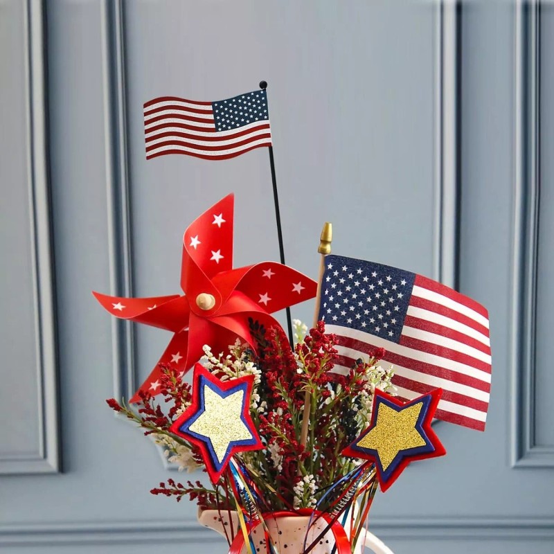 YK Decor Patriotic Garden Stake Rustic Metal American Glory Flag
