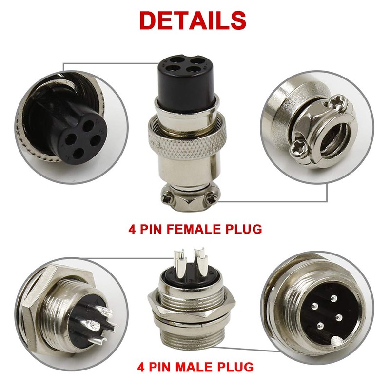 Hxchen 4 Pin Metal Male Female Panel Connector 20mm GX20-4P