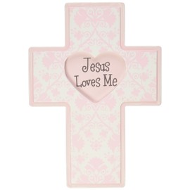 Dicksons Jesus Loves Me Wall Cross, Pink Heart