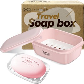 PEISAINOX Travel Soap Case with Lid,Leakproof Soap Holder with Drainage Layer, Travel Essentials Soap Containers, Portable Soap Bar Dish for Camping, Gym, Bathroom,Kitchen,Dormitory,Hotel(Pink)