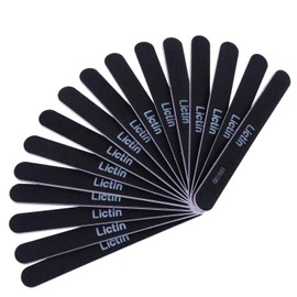 Lictin 12 Pcs Nail Files Professional Nail Files Double Sided Nail Files Disposable Nail File Black