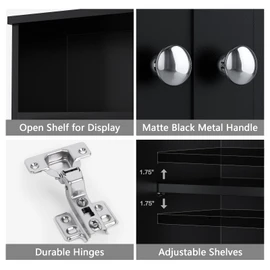 MXARLTR Over The Toilet Storage Cabinet, Over The Toilet Storage with Adjustable Shelf and Double Doors, Above Toilet Storage Cabinet for Bathroom Storage Over Toilet Bathroom Organizer (Black)