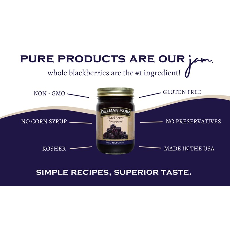 Dillman Farm All Natural Berry Preserves Variety 3 Pack |Blackberry