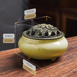 Ceramic Incense Burner with Incense Holder Incense Burner Incense Bowl Incense Burner for Incense Cones Coils Sticks Incense Holder Incense Bowl Sage Cones (Yellow)