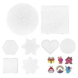 DFsucces Iron Beads Plate Set of 8 0.2 inch (5 mm) Round Square Heart Ironing Sheet DIY Crafts Handmade Accessories