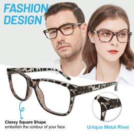 WEMOOTANTS 4 Pack Reading Glasses 6.0 for Women Men, Large Square Readers 6.00 Tortoise Frame with Spring Hinge, Mens Designer Reader Glasses