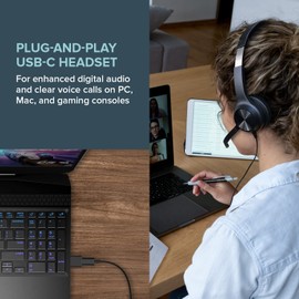 CREATIVE Chat USB On-ear Headset with Swivel-to-mute Noise-cancelling Boom Mic, Mic-monitoring, SmartComms Kit, Playback and Calls Control for PC/Mac/Consoles