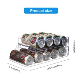 Shineyoo Fridge Can Dispenser 2 Tier Rolling Foldable Can Dispenser Fridge Can Holder Can Storage Fridge Can Organiser for 9 Standard Size 330ml Cans Storage for Kitchen Cupboard Pantry Countertop