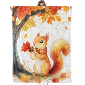 Bidesk Autumn Squirrel Blanket Soft Cozy Flannel Throw Blanket, Warm Yet Lightweight Cute Squirrels Under Fall Tree Blankets for Travel, Couch, Bed, for Kids Adults Women, Outdoor Comfort Wrap 60"×50"