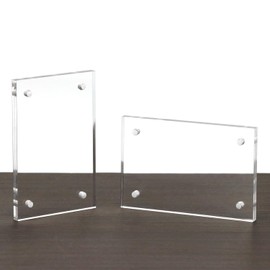 QWORK 12 Packs Acrylic Fridge Magnetic Picture Frames - 2.36 x 3.54 Inch Clear Transparency Reusable Display Picture Fram