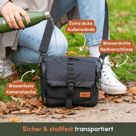 C-Rope Camera Bag Compact & Waterproof | Photo Shoulder Bag | Camera Bag for SLR, System Camera & DSLR Cameras V3, black, Additional pocket