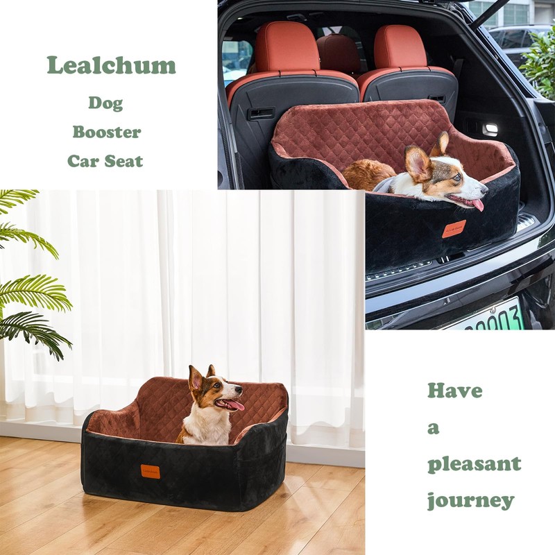 Lealchum Dog Car Seat for Medium/Large Dogs,2 Clip-On Safety Leashs
