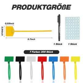 Kabelbinder Tags Bunte - 300 Stück Farbige Kabelbinder Set Kabel Organizer Beschriftung, 150mm x 3mm Verstellbare UV Beständig Mehrfarbige Selbstsichernde Kabelbinder für Kabelmanagement Gartenarbeit