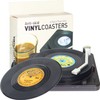 Funny Retro Record Coasters for Drinks with Vinyl Player Holder