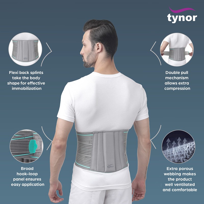 Tynor Lumbo Sacral Belt, Grey, Small, 1 Unit