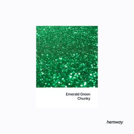 Hemway Premium Ultra Sparkle Glitter Multi Purpose Metallic Flake for Arts Crafts Nails Cosmetics Resin Festival Face Hair - Emerald Green - Chunky (1/40" 0.025" 0.6mm) 100g / 3.5oz