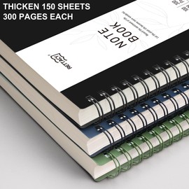 RETTACY A5 Dotted Notebook, Bullet Dot Grid Journal, Wirebound Spiral Notebooks 300Pages /150 Sheets for Writing,100gsm, PVC Hardcover, for Women Men Work Office School, 14.5 x 21cm - Black