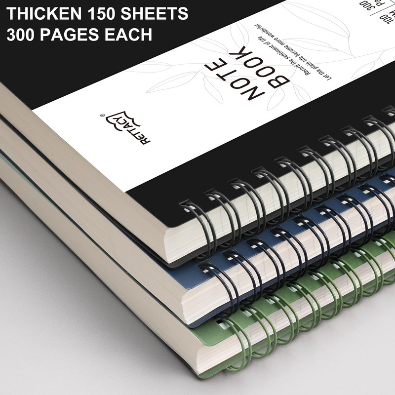 RETTACY A5 Dotted Notebook, Bullet Dot Grid Journal, Wirebound Spiral