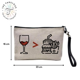 Tasche aus Leinen – Bordeaux Wein Frankreich Grand Cru Burgund Amateur Oenologie – Kosmetiktasche aus Segeltuch in Leinenoptik – Kulturbeutel – Geldbörse, Burgunderrot, 23.5 x 15 cm, Kosmetiktasche