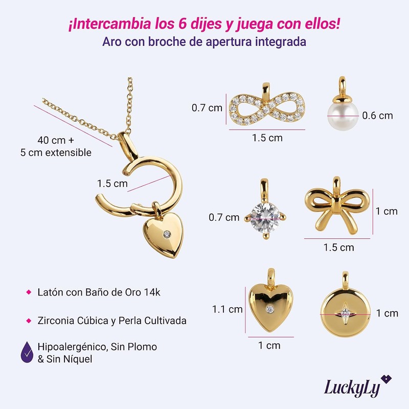 LuckyLy Set de Regalos para Mujer, Kit Joyería con Collar