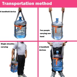 Carrying Straps for 5 Gallon Plastic Water Jug and 5 Gallon Glass Carboy,1 Shoudle Straps,Drinking Water Bottle Carrier,Water Jug Handle,Anti-Slip Lifter,Fit 3 4 5 6 Gallon, Orange and Gray，No jug