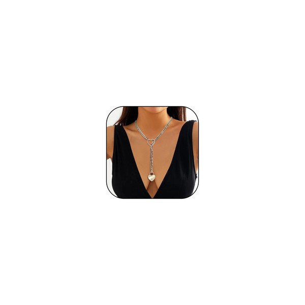 JAVARNV Heart Slip Chain Necklace for Women Heart O-ring Slip