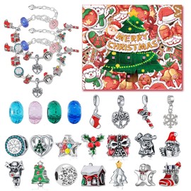 Christmas Jewellery Advent Calendar 2024 Bracelet Advent Calendar 2023 2022 for Girls 2 Chains 22 Beads 24 Days Countdown Calendar for Girls Boys Kids DIY Gifts Boxes