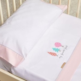 Burrito Blanco | Coralina Fitted Sheet Embroidered 913 Pink 50cm Mini Cot Bed (+ Measurements Available) | Cot Sheet