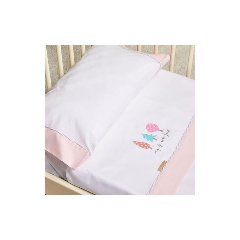 Burrito Blanco | Coralina Fitted Sheet Embroidered 913 Pink 50cm