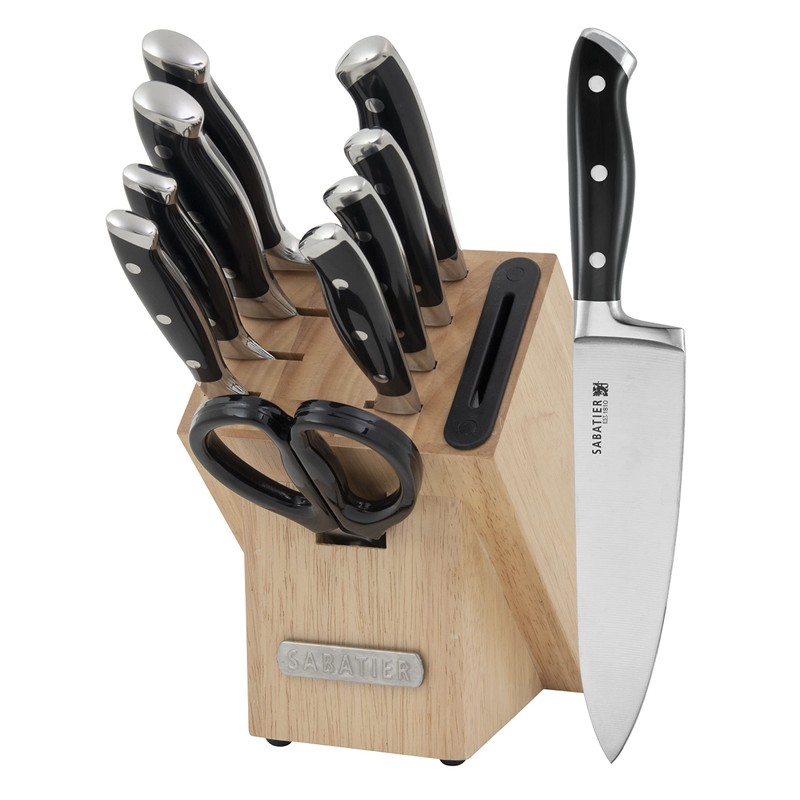 Sabatier Forged Triple Rivet Knife Block Set, 16-Piece, Black