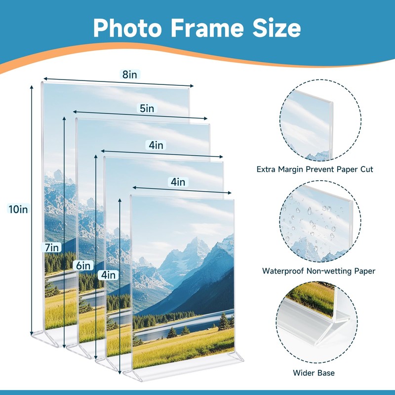 Wbtran 8x10 Inches Acrylic Picture Frame Set of 6, Vertical