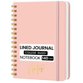 CICPAP Lined Spiral Journal Notebook, A5 College Ruled Notebook for Journaling, Note-Taking, and Daily Planning, Durable Hardcover with an Elegant Design, Pink