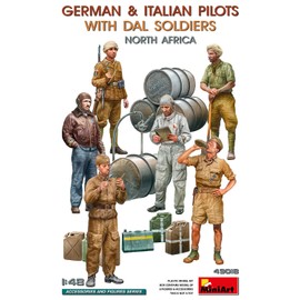 Mini Art 49018 1:48 Figures Set German/Italian Pilots (6) N.A. - Faithful Replica, Model Building, Plastic Kit, Crafts, Hobby, Gluing, Model Kit