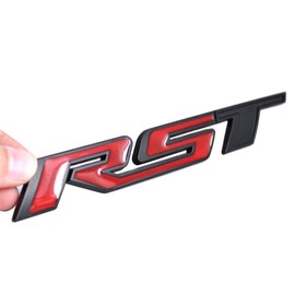 1Pc RST Tailgate Emblem Letter Badge Inserts Sticker Replacement for 2019 2020 2021 Silverado 1500 Tahoe Yukon SUV 4x4 (Black Red)