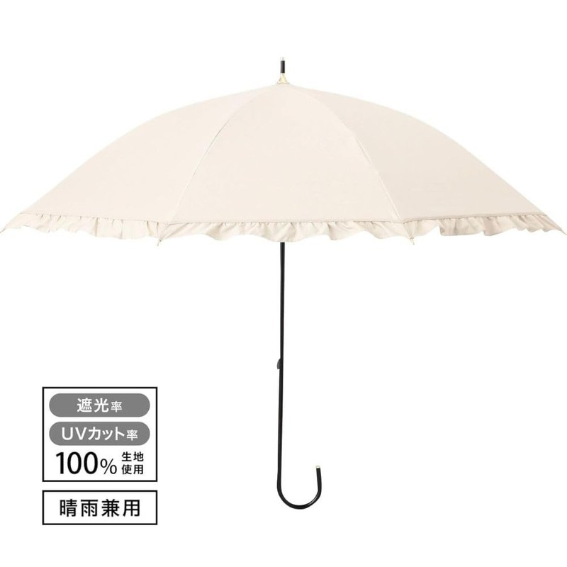Francfranc Franc Blackout Classic Ruffle Long Umbrella, 19.7 inches (50