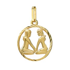 NKlaus Zodiac Zodiac Zodiac Pendant Necklace 375 Yellow Gold 9 Carat 15 mm, Yellow Gold