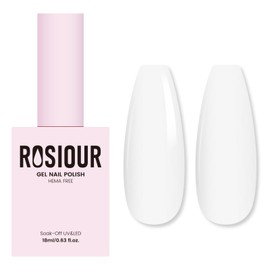 Rosiour HEMA Free One Step Gel Nail Polish, 17 ml My White 3 in 1 Gel Polish for Natural or Acrylic Nails, No Need Base and Top Coat Easy DIY Nail Art, Soak Off UV/LED Nail for Women Girl Nail Lovers