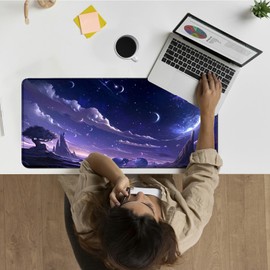 Dikoer for MTG Playmat 24 x 14 Inches, Card Playmat Stitched with Magic Zones Commander Deck Gaming Desk Mat Card Gameplay Pad for MTG TCG Trading Card Inked Game - Purple Sky