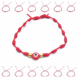 Evil Eye Red String Knot Cord Bracelet Bad Energy Protect Round Red PACK X 12