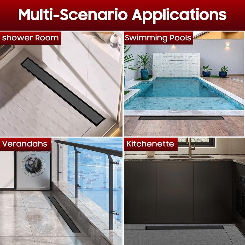 DLONE Linear Shower Drain | 24" AISI 304 Stainless Steel